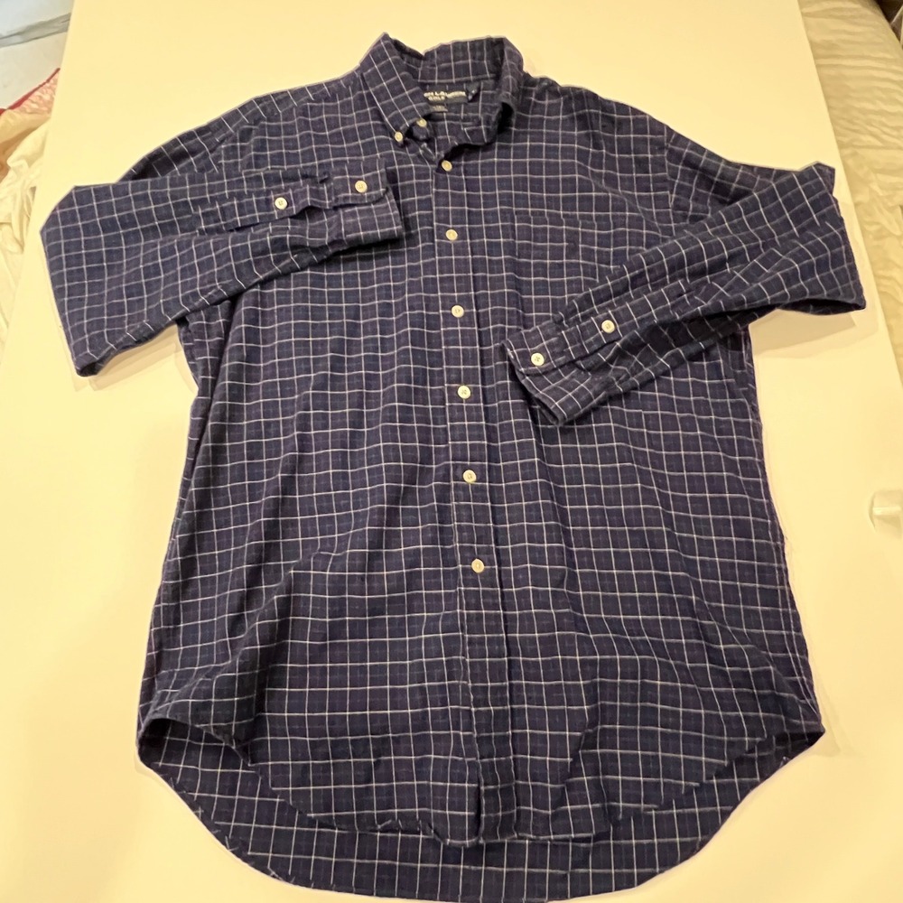 Ralph Lauren Golf Tilden M Navy Windowpane Heritage Preppy Button-Down